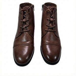 New Frye and Co. Men's Boots Brown Leather Cap Toe Zip Lace Up Size US 11